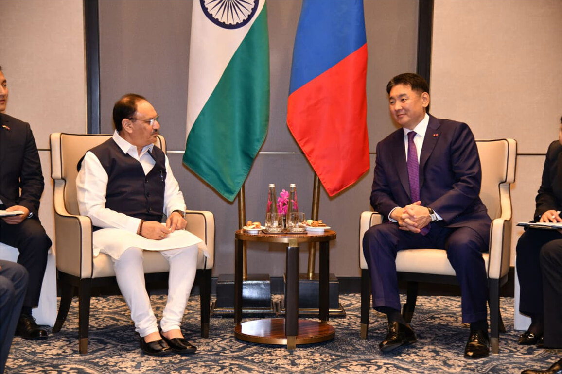 JP Nadda meets Mongolian President Ukhnaa under 'Know BJP' initiative, discusses healthcare cooperation