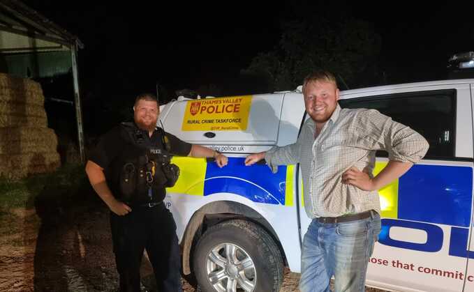 PC Alasdair Uren of Thames Valley Police met Kaleb Cooper during a night of investigations into sheep worrying and hare coursing in Oxfordshire (Thames Valley Police Rural Crime Taskforce)