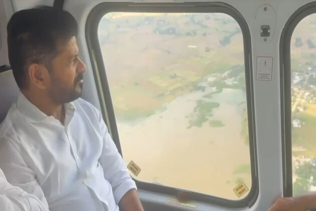 CM Revanth Reddy conducts aerial survey of flood-affected areas in Warangal district, announces relief