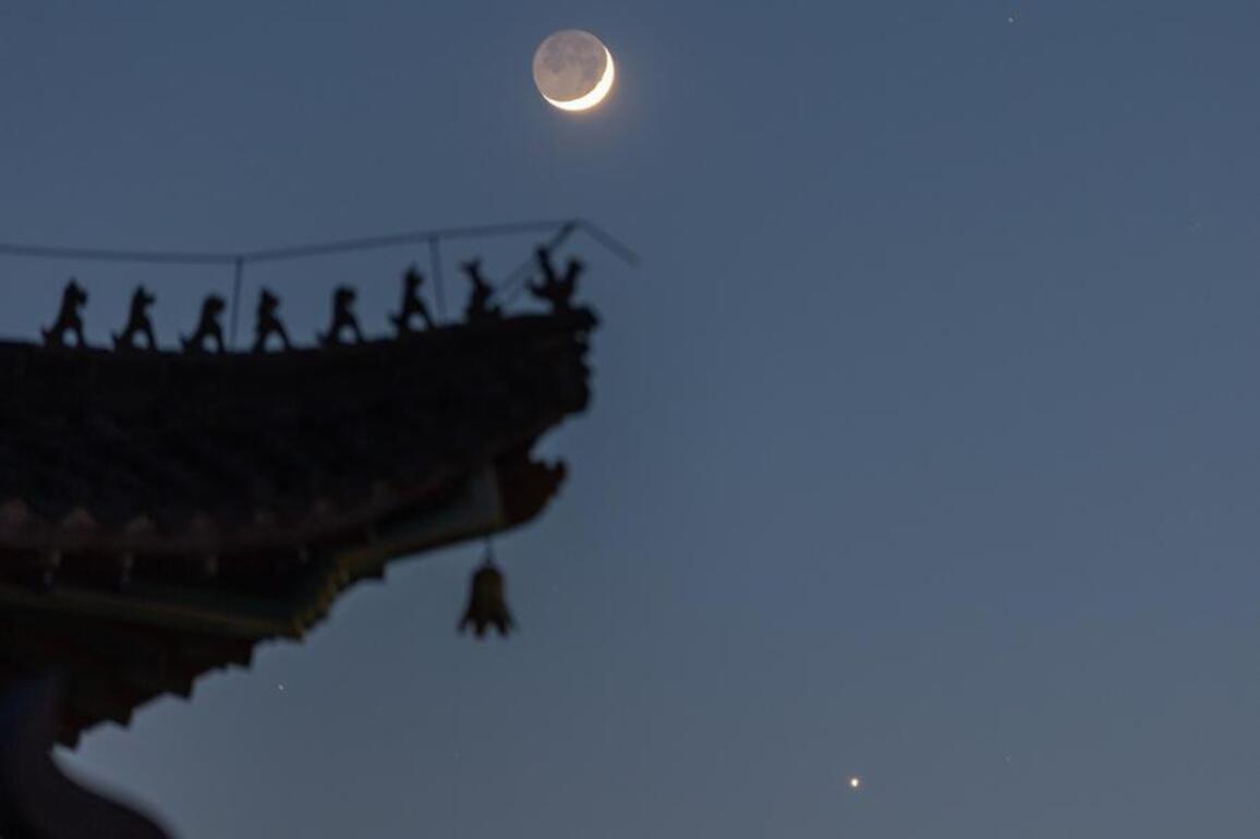 InPics | Enchanting Venus-moon conjunction in NE China's Heilongjiang