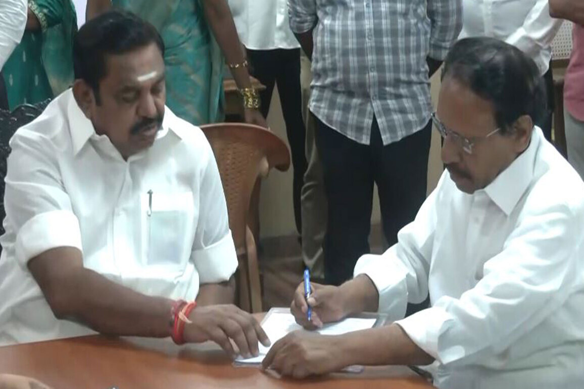 Tamil Nadu: AIADMK Rajya Sabha candidate Thambidurai files nomination at Secretariat