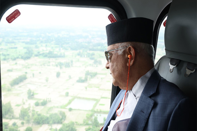 Nepali PM Oli makes aerial survey of drought-hit Madhesh Province