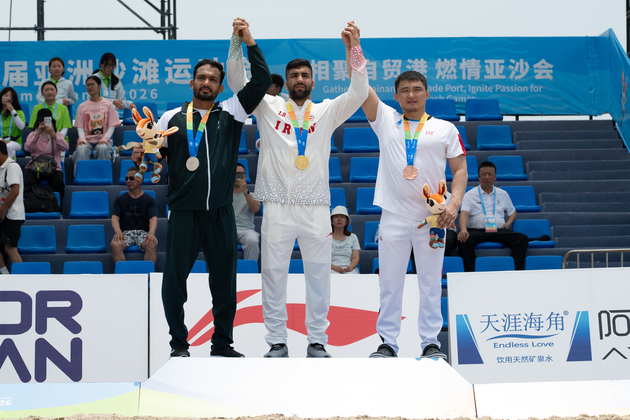 (SP)CHINA-HAINAN-SANYA-ASIAN BEACH GAMES-BEACH WRESTLING-AWARDING CEREMONY(CN)
