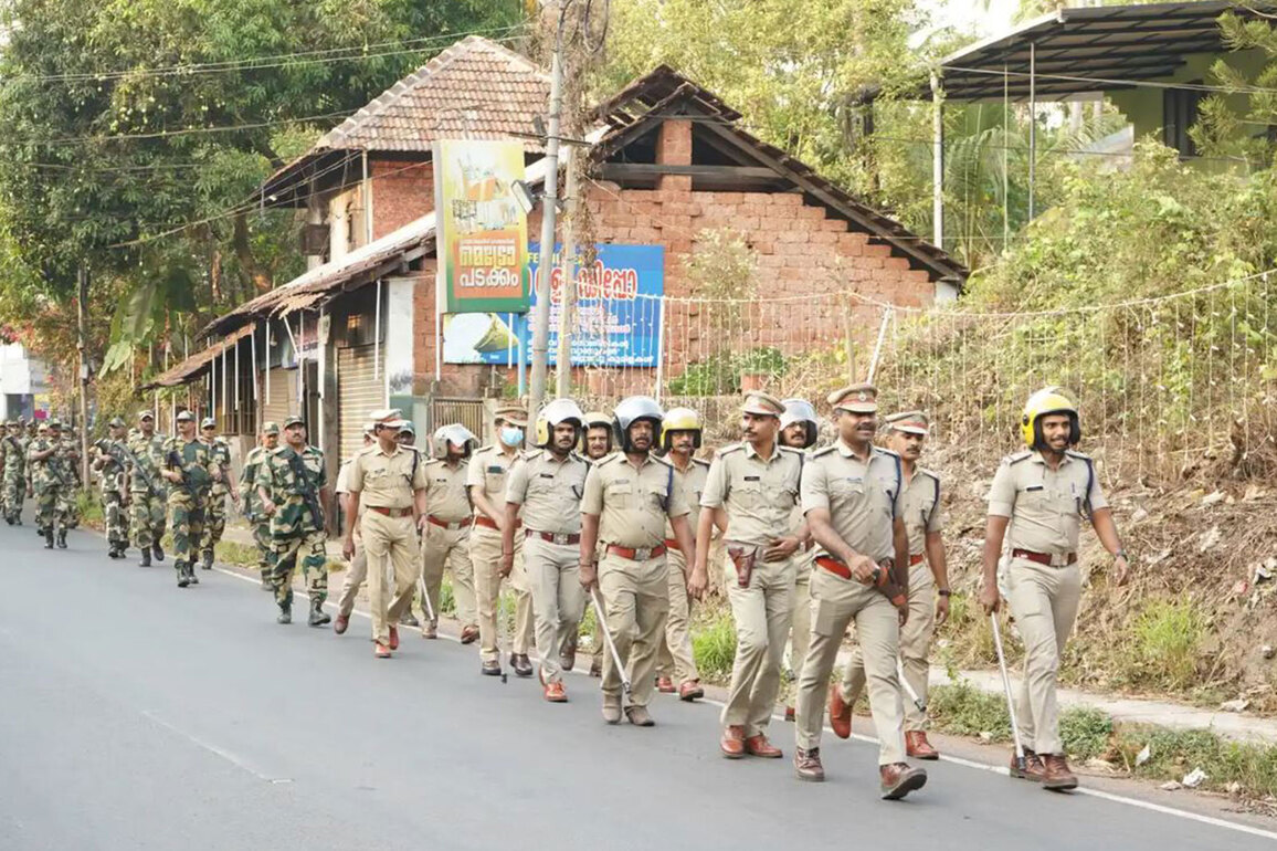 Kannur Police conducted a route march ahead of Kerala Assembly polls