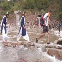 J-K: Students risk lives crossing river after bridge collapse in Udhampur; residents seek urgent reconstruction