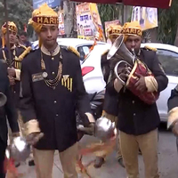 Jubilant crowd gathers outside Delhi CM-designate Rekha Gupta's residence
