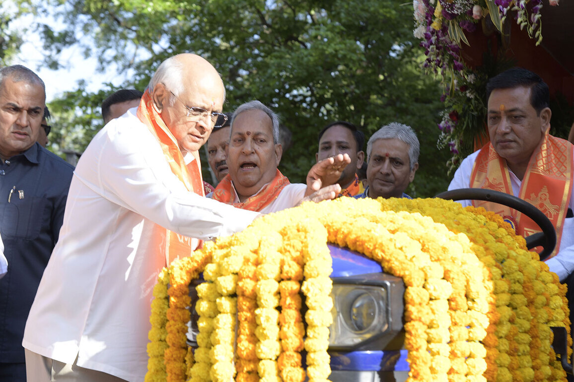 Gujarat CM Bhupendra Patel flags off grand Lord Hanuman Shobha Yatra in Ahmedabad