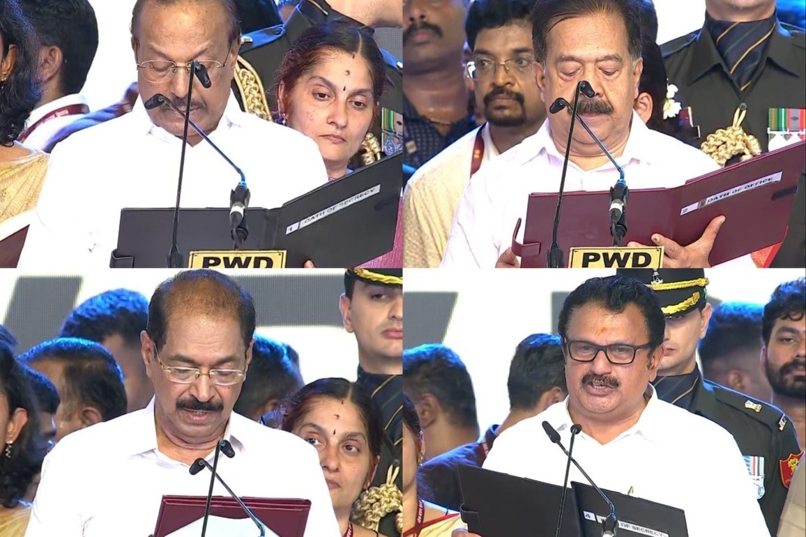 Congress heavyweights Ramesh Chennithala, Sunny Joseph, Muraleedharan sworn in as ministers in Keralam government