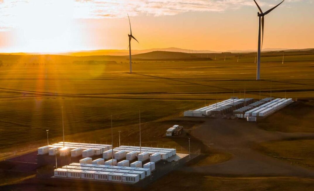 Blueprint of wind turbines and batteries in operation. Credit: Collie Battery