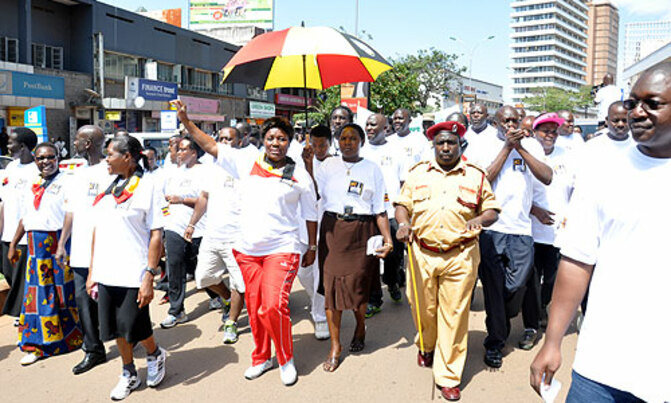 Kadaga leads MPs in jubilee charity walk Kadaga leads MPs in jubilee charity walk