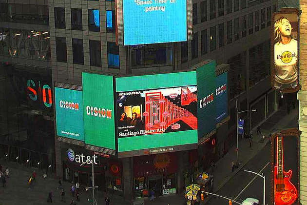 The power of image in Times Square in New York with art by Santiago Ribeiro