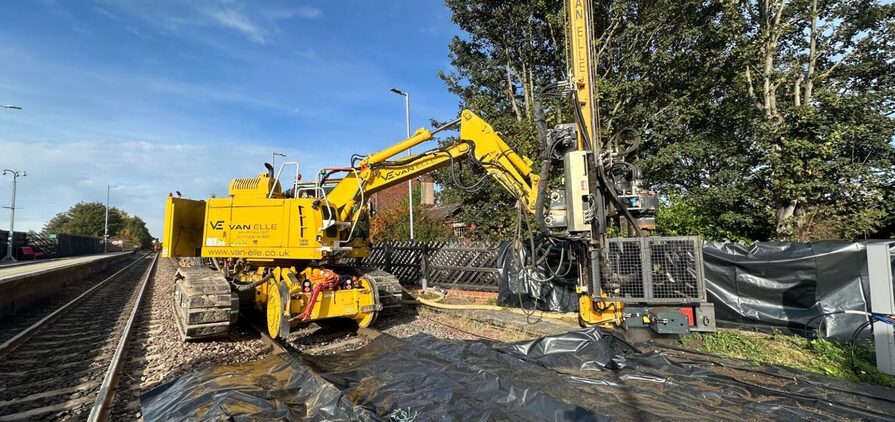 On the TransPennine Route Upgrade, Van Elle is carrying out down-the-hole hammer drilling and CHS (circular hollow section) pile installation