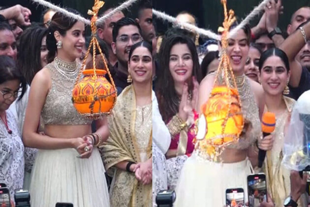 Janhvi Kapoor celebrates Janmashtami with fans, break Dahi Handi at event