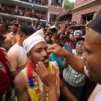 Nepal: Bode's 30-year-old Sujan Bagh Shrestha continues century-old annual tongue piercing tradition