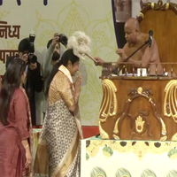 Delhi CM Rekha Gupta takes blessing from Jaint Saint