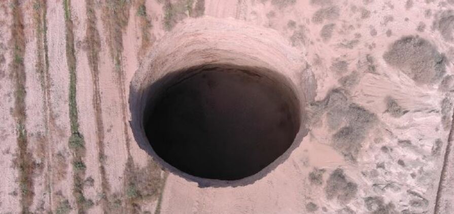 The sinkhole near Lundin's Alcaparrossa mine in Chile