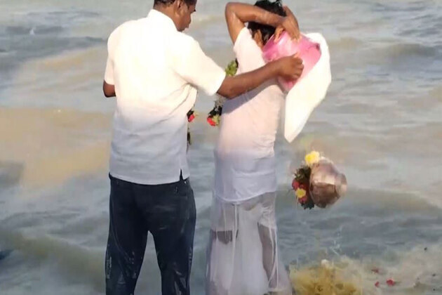 NCP workers immerse late Ajit Pawar's ashes in sea of Agni Theertha in Rameswaram