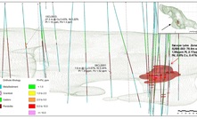  Section view of Phase 1, 2 drilling by Clean Air Metals on the Escape Lake mineralised conduit trend