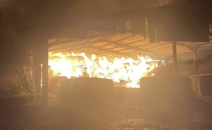 A fire at a farm in Surrey has destroyed a barn along with straw and hay which had been stored inside (Manor Farm)