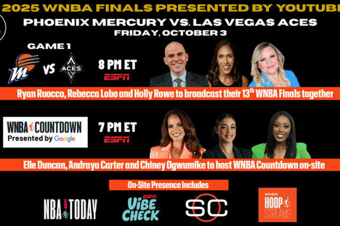 You Bet! ESPN and ABC to Exclusively Present the 2025 WNBA Finals Presented by YouTube TV - Las Vegas Aces-Phoenix Mercury, Beginning Friday, Oct. 3