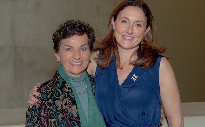 Christiana Figueres and Tanya Steele in conversation in London | Credit: Tanya Steele / Twitter