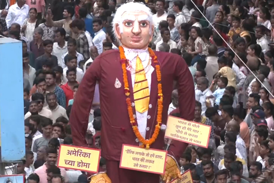 Maharashtra: Trump effigy paraded at Marbat festival as protest for US tariffs