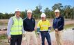 Orica CEO Sanjeev Gandhi, Alpha COO Rob Williamson, Energy minister Chris Bowen and Alpha MD Rimas Kairaitis inspecting the stage 2 site. Photo courtesy Alpha HPA