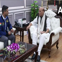 Group Caption Shubhanshu Shukla meets Defence Minister Rajnath Singh