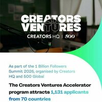 Creators Ventures Accelerator programme attracts 1,131 applicants from 70 countries