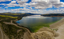  Birds eye view of a tailings impoundment, Highland Valley copper mine 