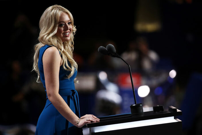  aughter of onald rump iffany rump delivers a speech on the second day of the epublican ational onvention on uly 19 2016 at the uicken oans rena in leveland hio in cameeetty mages