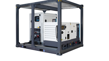 The Atlas Copco modular hybrid generator EPH combines the ZBP energy storage system with a QAS Stage-V generator in a single, durable crash frame