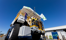  Andrew Forrest and Julie Shuttleworth on an electric haul truck at FFI's headquarters in Hazelmere