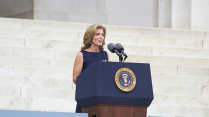 Caroline Kennedy at the Lincoln Memorial, US, 2013: Credit: Joseph Sohm. 
