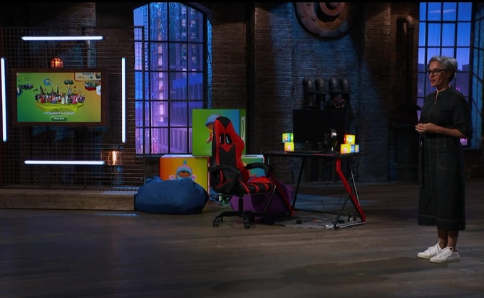 Reedah El-Saie making her pitch on Dragons' Den | Credit: Brainspark Games / BBC Reedah El-Saie making her pitch on Dragons' Den | Credit: Brainspark Games / BBC