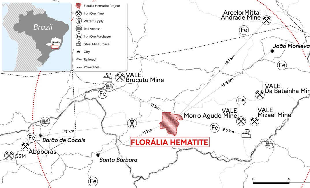 Mapa do projeto de minério de ferro Florália, da Max