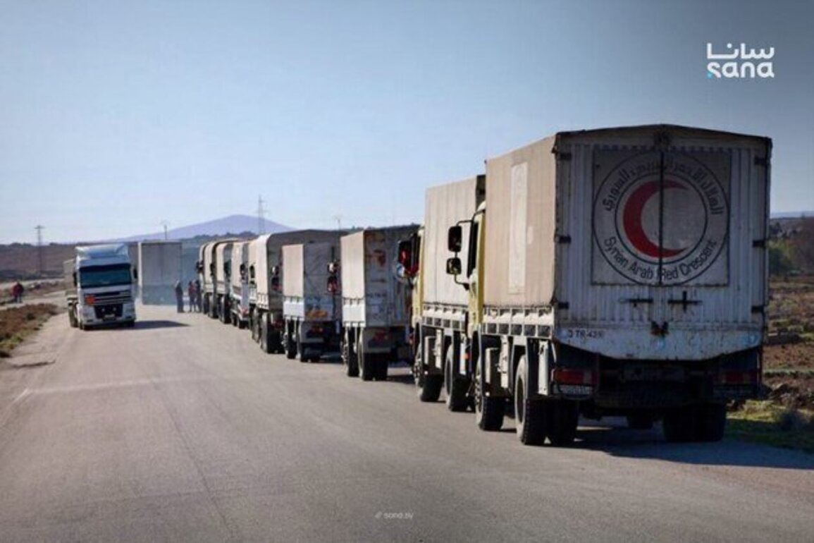 A new aid convoy loaded with flour arrives in Sweida governorate