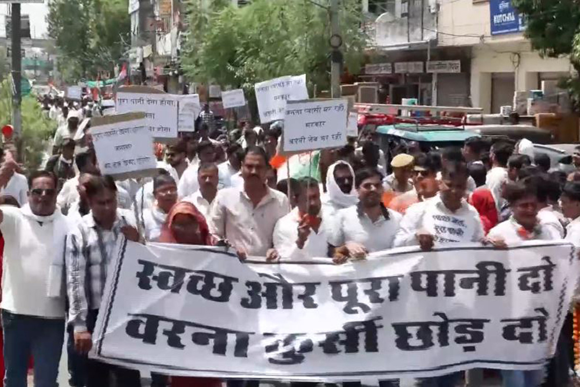 Congress protests water shortage in Jaipur amid heatwave; Khachariyawas gives 24-hour ultimatum to state govt