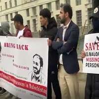 Baloch National Movement protests outside Downing Street, spotlighting human rights violations in Pakistan