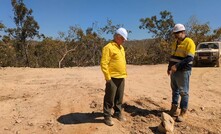 PC Gold general manager exploration Peter Harris and NTGS senior geologist Wallace Mackay at Tats Target Spring Hill in Pine Creek.