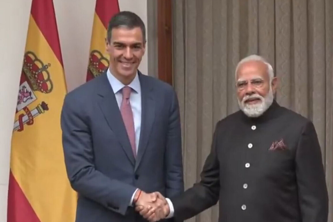 PM Modi receives Spanish President Pedro Sanchez at Hyderabad House on sidelines of India AI Impact Summit 2026