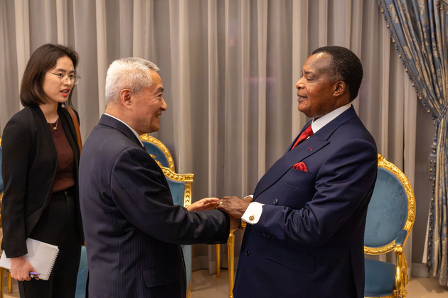 REPUBLIC OF THE CONGO-BRAZZAVILLE-PRESIDENT-CHINA-ENVOY-SHAO HONG-MEETING