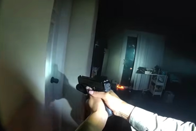 Bodycam man who attacked woman with blowtorch shoots Las Vegas officer through door before OIS