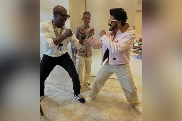 At Abu Dhabi Grand Prix 2025, Terry Crews congratulates Ranveer Singh on 'Dhurandhar'