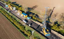  Keller rigs working on a narrow site between farmer's fields in France 