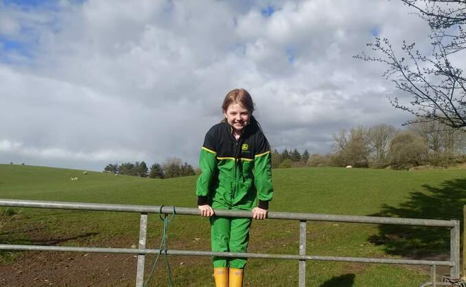 Erin Thompson, aged nine, in her famous yellow wellies