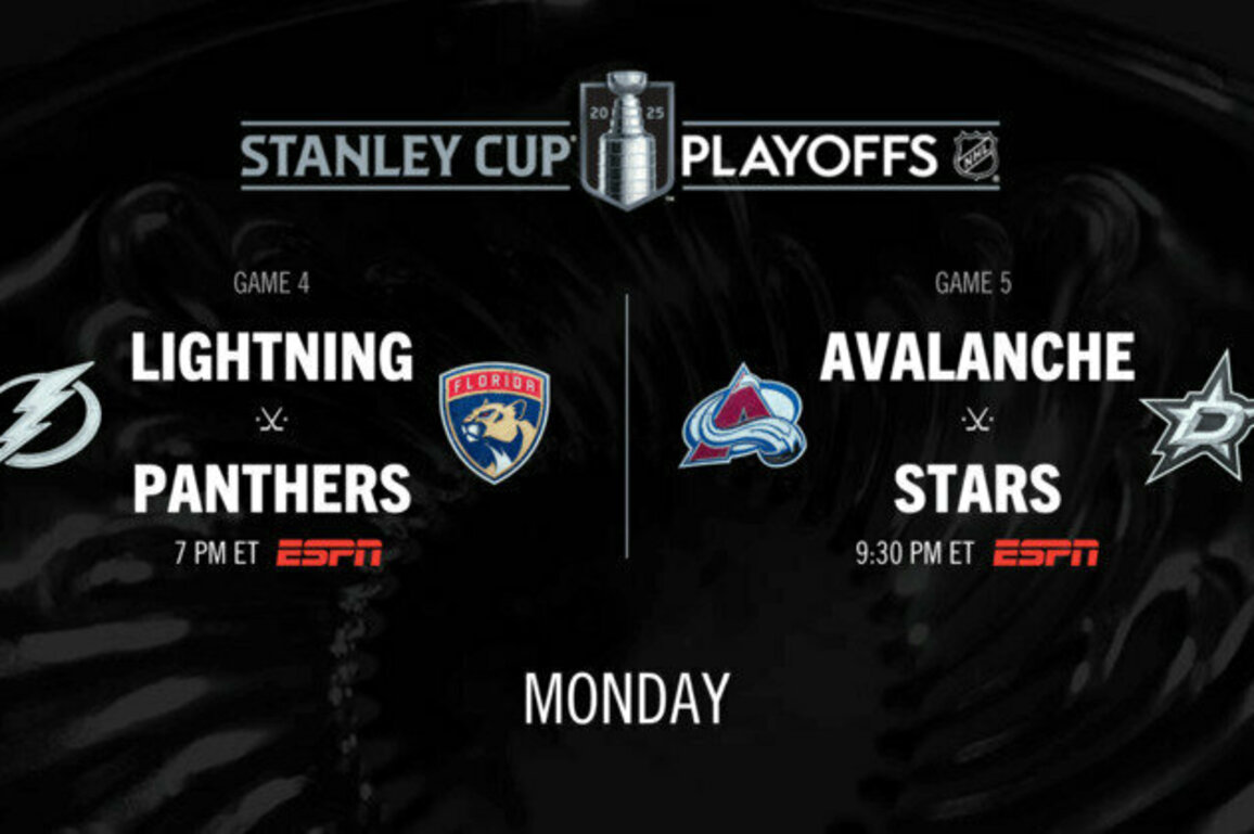 2025 NHL Stanley Cup Playoffs Presented by Geico Continue Monday with ESPN Doubleheader Featuring Tampa Bay Lightning at Florida Panthers and Colorado Avalanche at Dallas Stars
