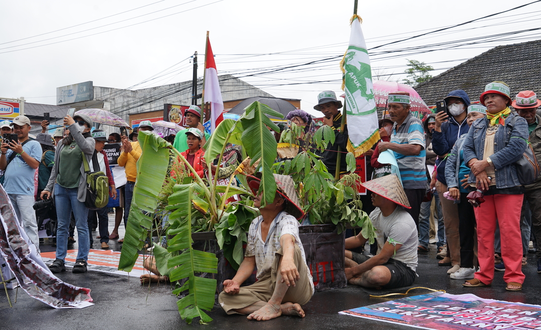 Villagers protest on 5 June against the mine