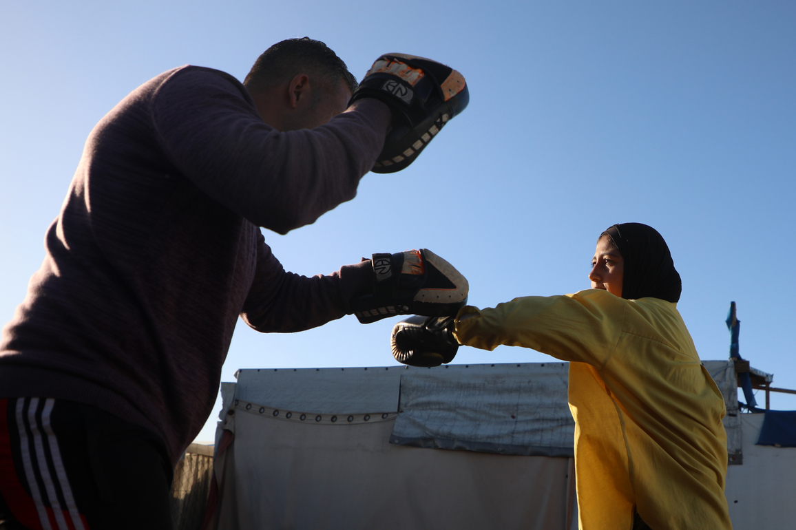 MIDEAST-GAZA-KHAN YOUNIS-BOXING TRAINING