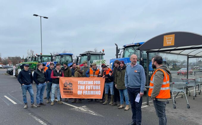 Farmers protesting against the family farm tax outside Sainsbury's Stratford-upon-Avon store. (Picture: David Jones)